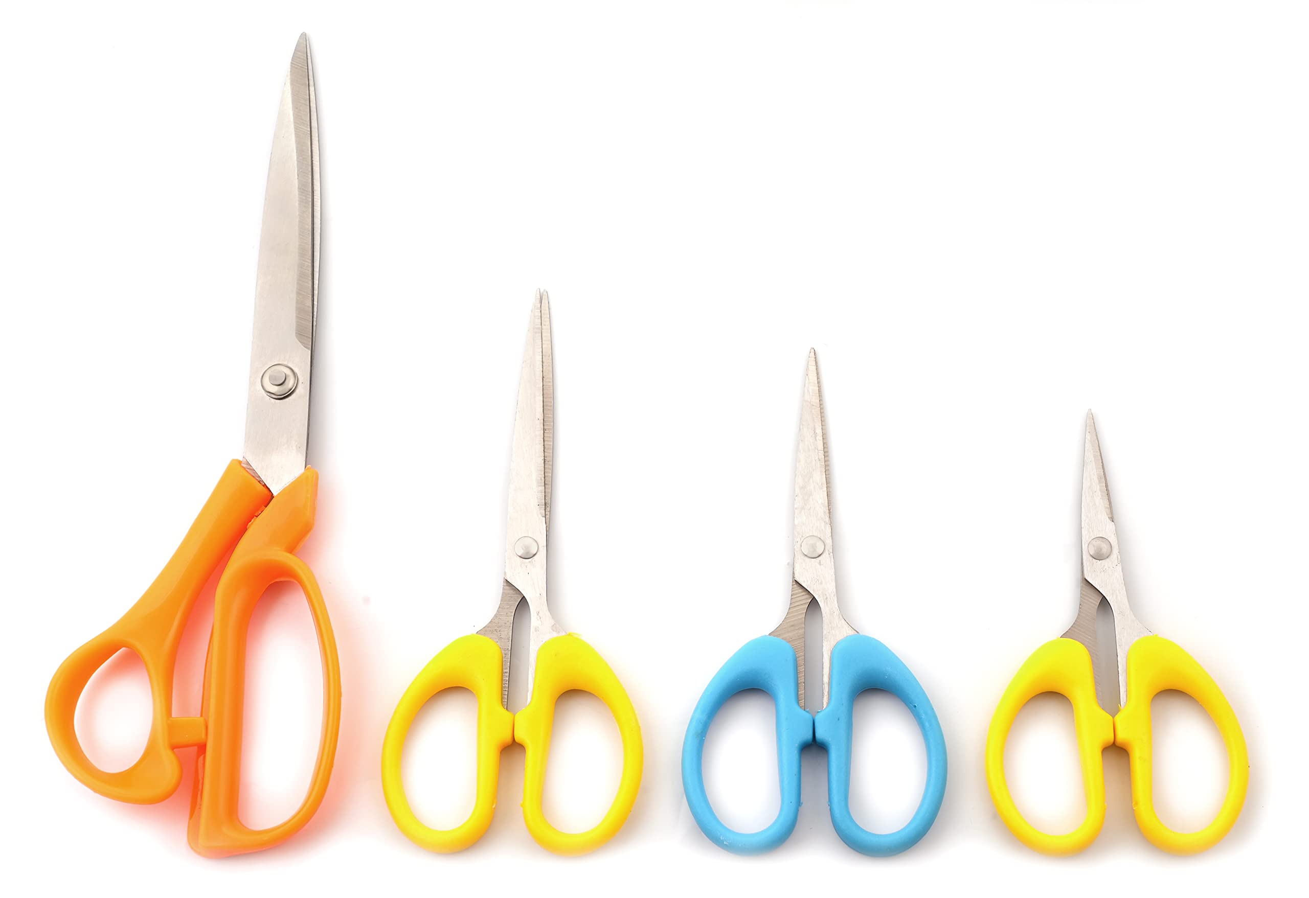 VJSHREE Stainless Steel kitchen Scissors For Home Multipurpose Scissors| Scissor For Hair Cutting, Craft Work Use| Set Of 4-Multicolour (4.5inch, 5.2inch, 5.9inch, 9inch)
