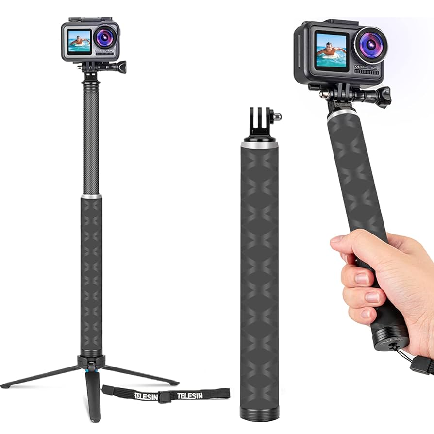 13 Invisible TELESIN Selfie Stick Tripod, Carbon Fiber