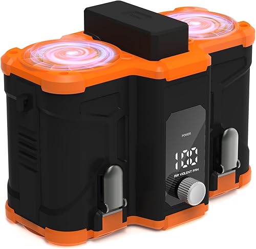 Ventilador de cintura portátil de 12000 mAh, 6 en 1 recargable con clip para cinturón con linterna y banco de energía desmontable, ventiladores de