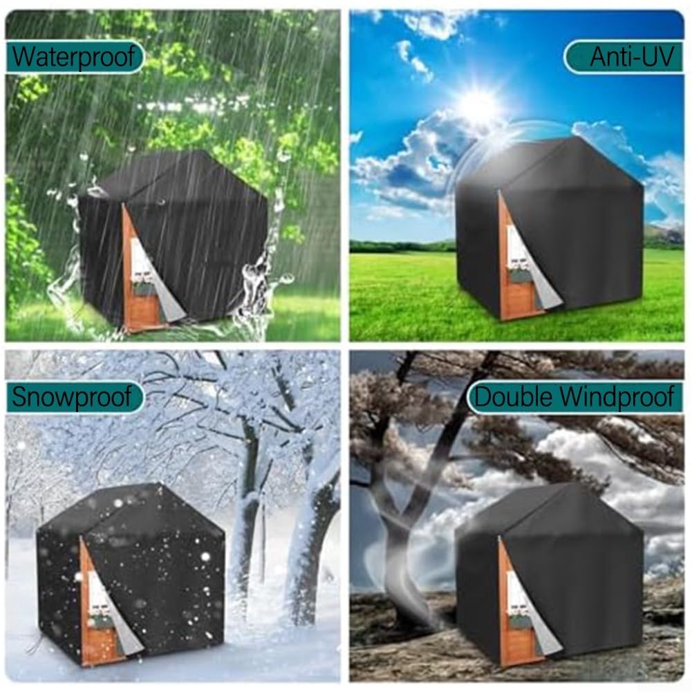 Oxford 210D Maisonnette de jeu pour enfants étanche et résistante aux UV Housse de protection avec fermeture éclair et cordon de serrage Noir 145 x 145 x 160 cm (110 x 120 x 140 cm)