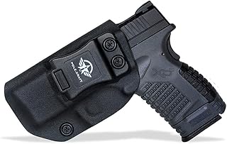 POLE.CRAFT IWB Kydex Holster Fit: Springfield XD-S 3.3" 9mm / .40 S&W / .45 ACP Single Stack & XD-S MOD.2 3.3" Pistol⎜Inside Waistband Carry⎜Adj. Cant Retention⎜Cover Mag-Button⎜No Wear⎜No Jitter