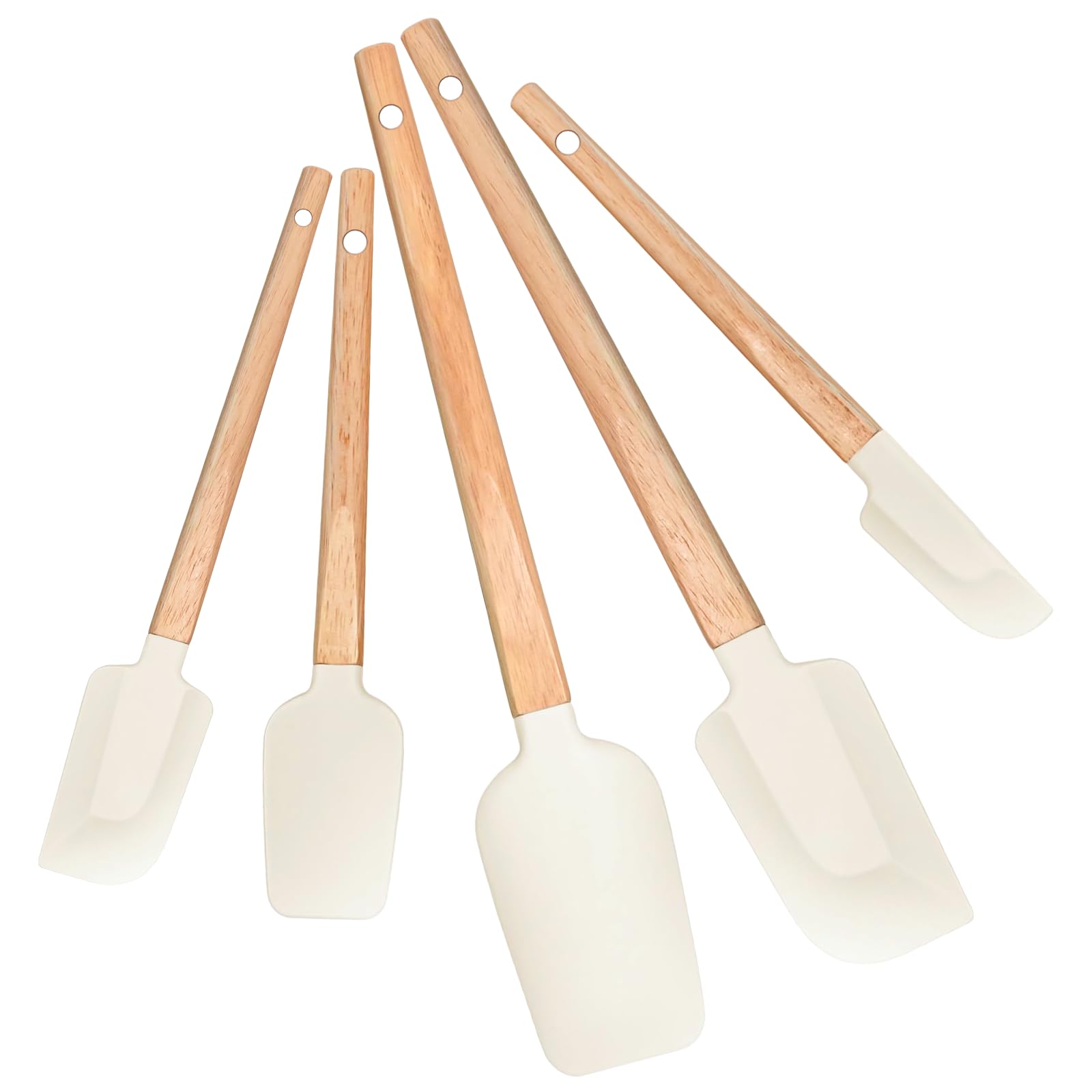 Rctiotuw New Year Healthy Cooking, Non-Stick Rubber Scraper Set of 5 Pieces - Food Grade Silicone Scraper, Soup Spoon Scraper, Baking Cooking Mix