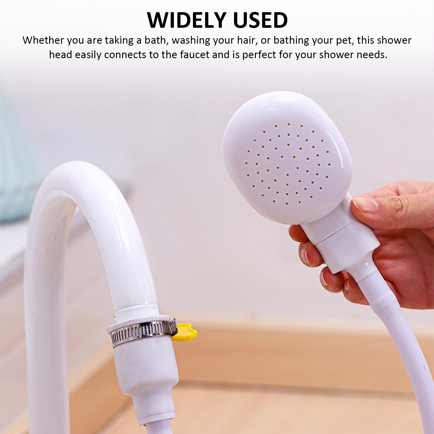 1 soffione doccia portatile per animali domestici, colore bianco con tubo flessibile
