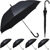 Fabbay 6-Pack Black Bubble Umbrellas for Weddings - Windproof Auto-Open Stick Umbrellas with J-Hook Handle, Large Coverage