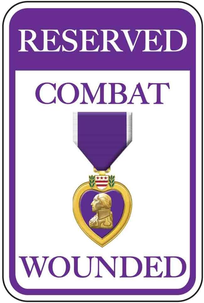 VictoryStore Parking Signs: Reserved Wounded Combat Parking Aluminum Sign, Size 12" x 18" (Set of 2)