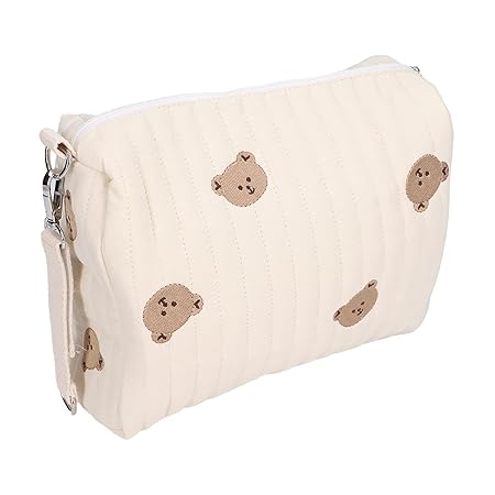 Diaper Storage Bag, Multifunctional Portable Reusable Baby Bottle Bag Convenient for Travel for Women(Bear Embroidery)