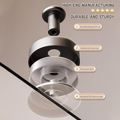 Miniatura 5 de Ganchos para toallas para baños, ganchos de ventosa de acero inoxidable, adhesivo fuerte, sin taladro, ganchos de pared impermeables para ducha,