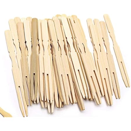 JapanBargain 4111, Appetizer Forks Mini Bamboo Forks for Cocktail hourderve Forks Disposable Bamboo Picks Party Toothpick 3.5 inches, 100pcs