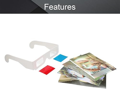 Miniatura 4 de Othmro 1 unids gafas de estilo 3D duraderas gafas de visión 3D gafas de juego de película 3D rojo-azul, gafas 3D marco de cartón, lente de resina