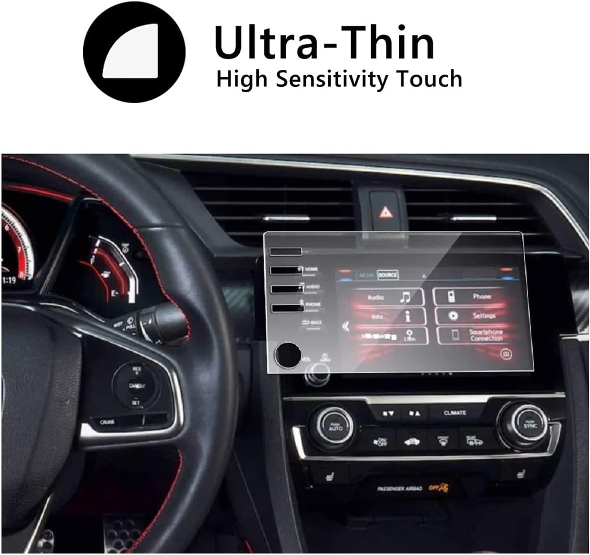 satis screen protector compatible with 2019 2021 honda civic no navigation4 buttons%ef%bc%8canti scratchbubble free9h hardness tempered glass