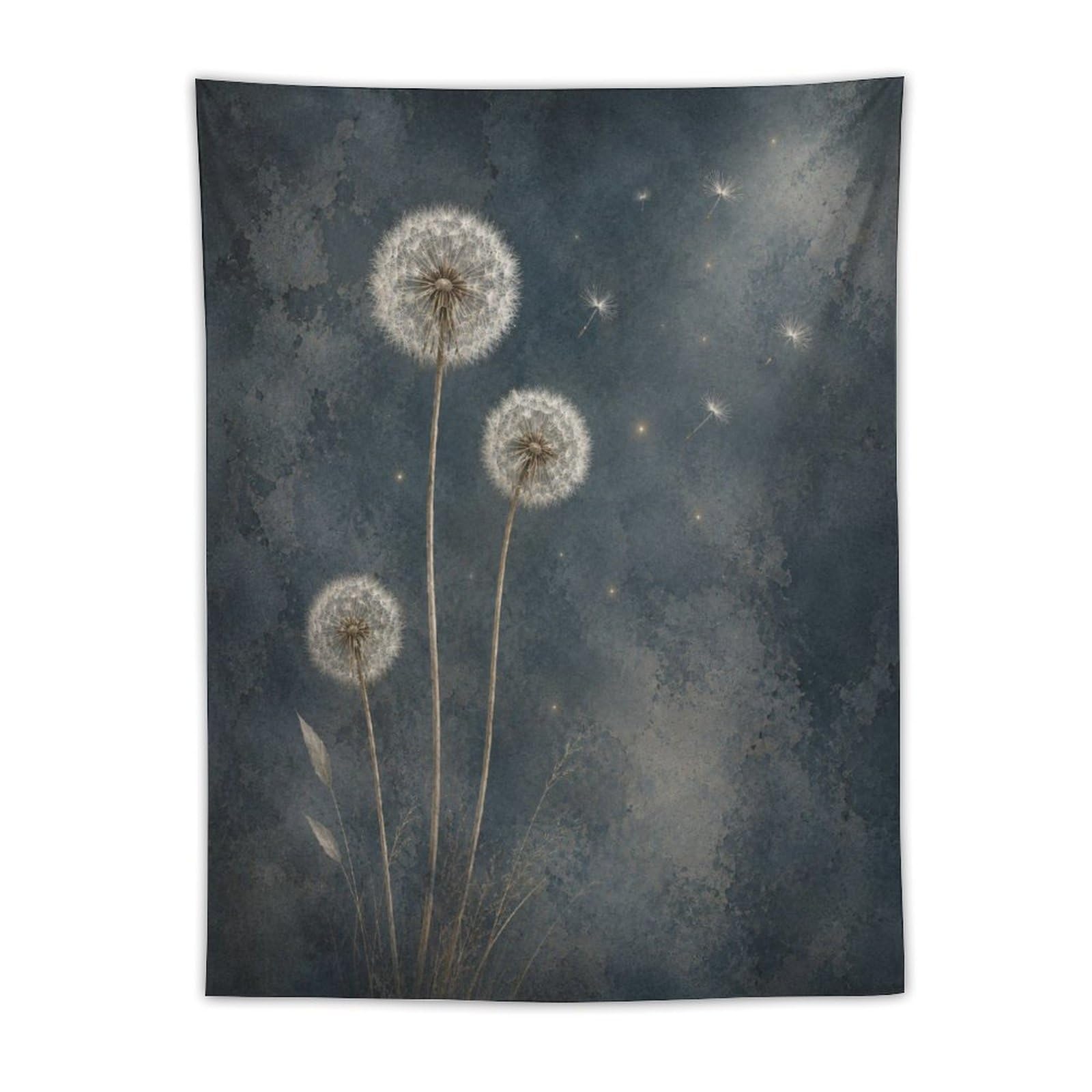W7C8U2X3 Dandelion Night Wall Tapestry, Botanical Watercolor, College Dorm