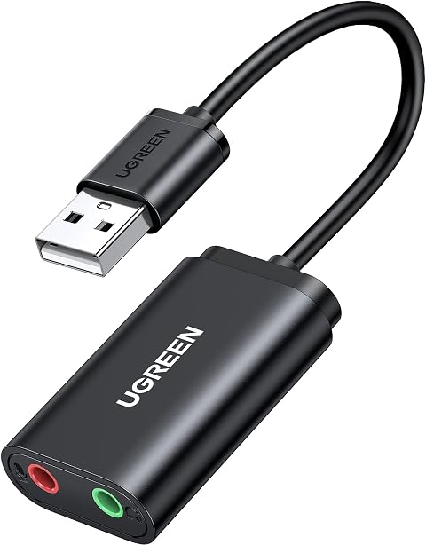 UGREEN Scheda Audio USB Esterna Adattatore Jack 3,5mm | per Cuffie Microfono Stereo Casse Adapter Aux Compatibile con Windows PC, PS5/4, Macbook, Linux, Altoparlanti, Amplificatore