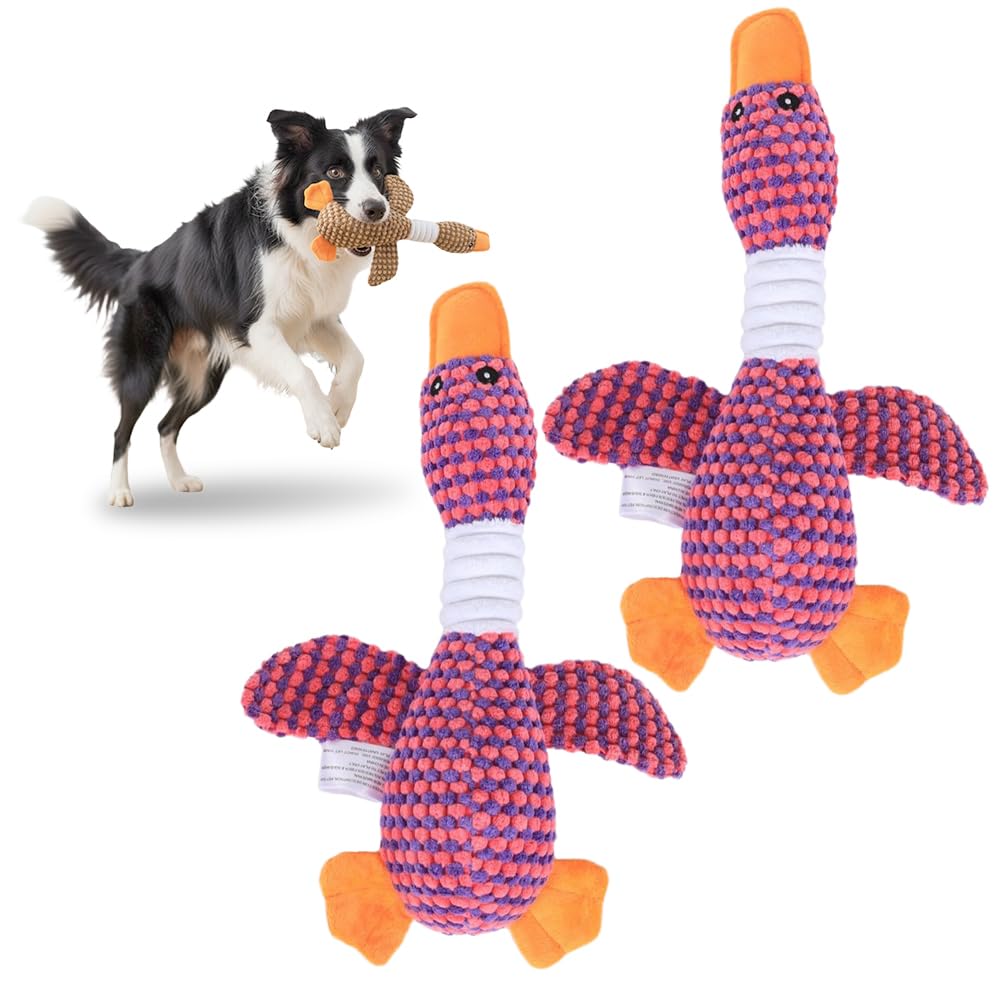 ComedyKing Squeaky Dog Toys, Plush Dog Toys for Small Dogs, Durable Corduroy Chew Toy Indestructible Soft Dog Toy for All Dog Sizes Soft, Safe & Interactive Festive Gift for Pets (Purple*2)