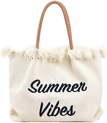 Mn&Sue Canvas Tote Bags for Women Cute Large Shoulder Bags Summer Totes Travel Beach Shopping Handbag and Purse