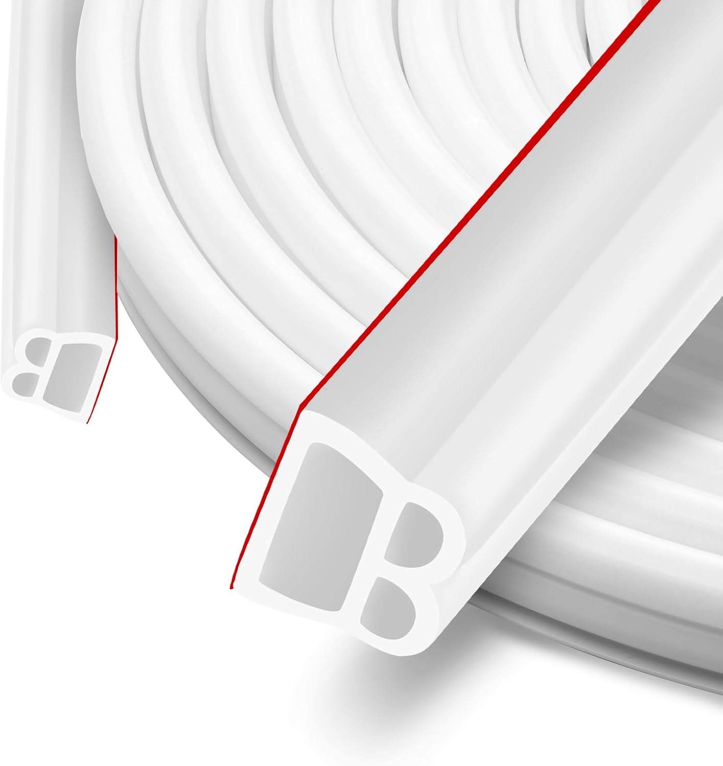 20 Feet Rubber Weather Stripping Door Seal Large Gap, Self-Adhesive Extra Thick Universal Exterior Weather Stripping Seal Strip for Door Fram, Easy Installation(White)