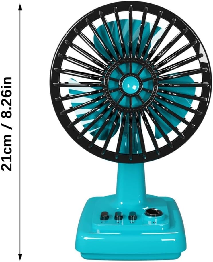 Retro Alloy Mini Desk Fan USB Rechargeable 3 Speeds Portable Vintage Office Desktop Fan With Metal Grille