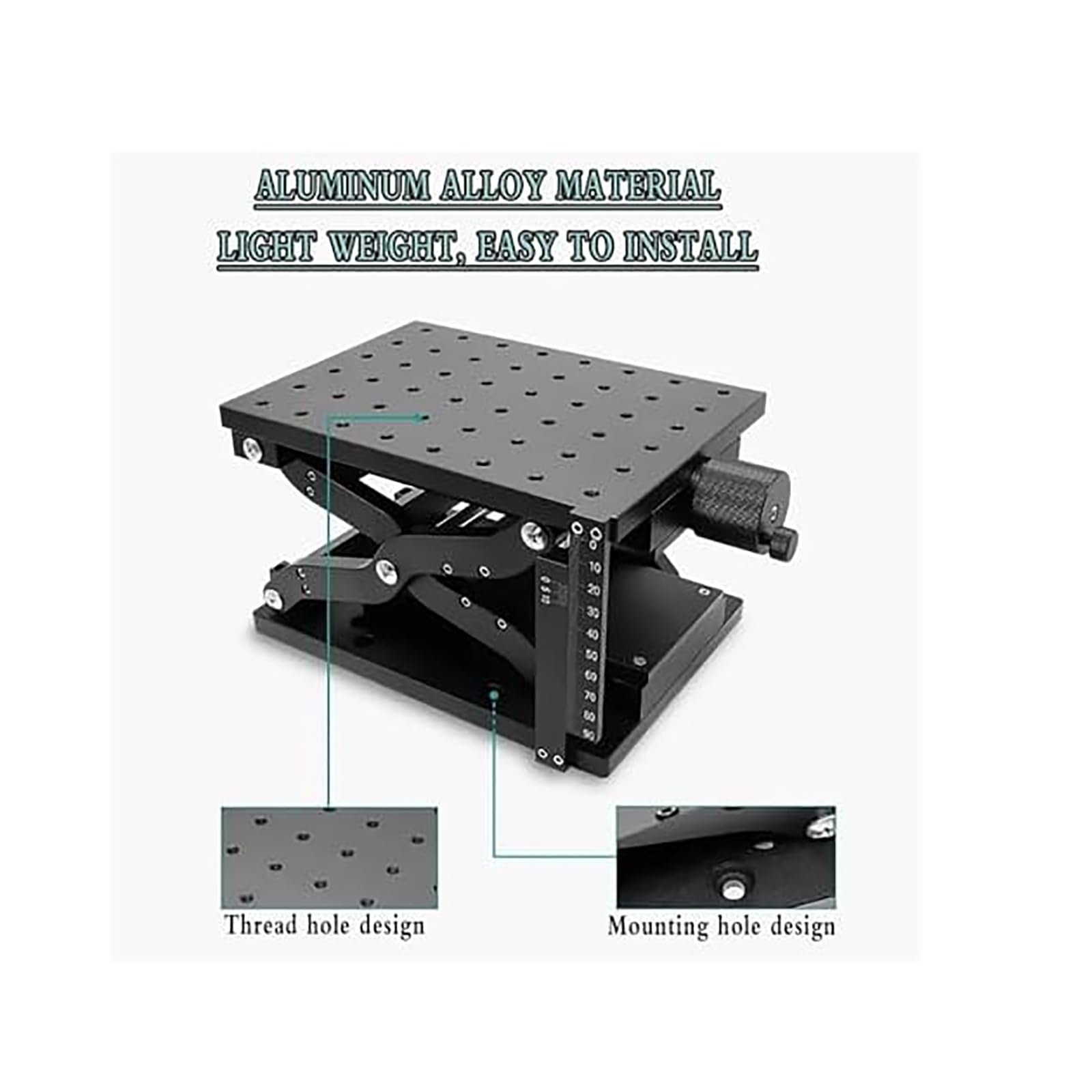 Mesa de plataforma de elevación manual Capaci de alta carga, elevación de eje Z ajustable para productos táctiles, instrumentos ópticos, accesorios, uso versátil