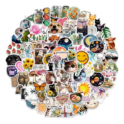 100 Pièces Stickers Aesthetic, Autocollants Vintage, Graffiti Autocollants Pack, Graffiti en Vinyle Imperméable, Pour Ordinateur Portable, Bagages, Mallette...