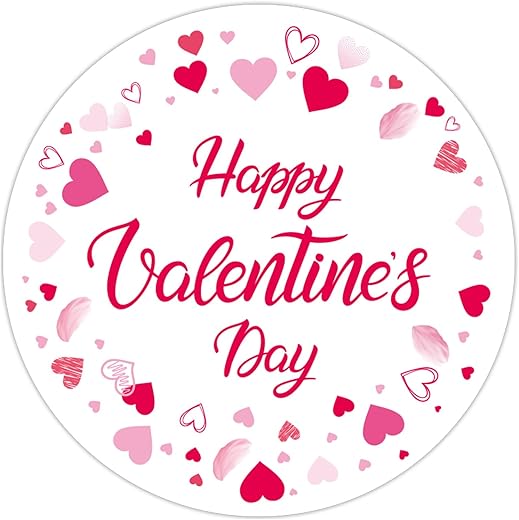 120pcs Happy Valentine's Day Stickers, 5cm/2 Inch Self-Adhesive Gift Tag Round Heart Prints Valentines Labels for Envelope Card Gift Box Scrapbook Craft Decorate