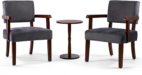 Miniatura 7 de FAGAGA Juego de 2 sillas decorativas con mesa, sillas de sala de estar con asiento y reposabrazos de terciopelo suave para sala de estar,