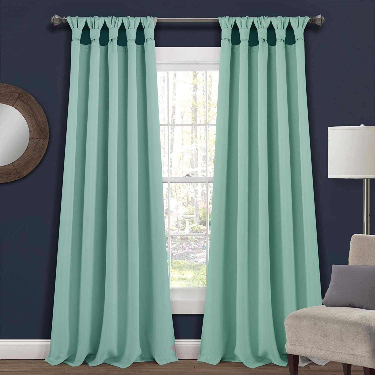 Twisted Tab Top Blackout Curtains Panels for Bedroom, Modern Home Decoration Noise Reducing,DIY Twist Tab Top, Window Drape (2 Panels, W84 x L84 -inch, Mustard Yellow)
