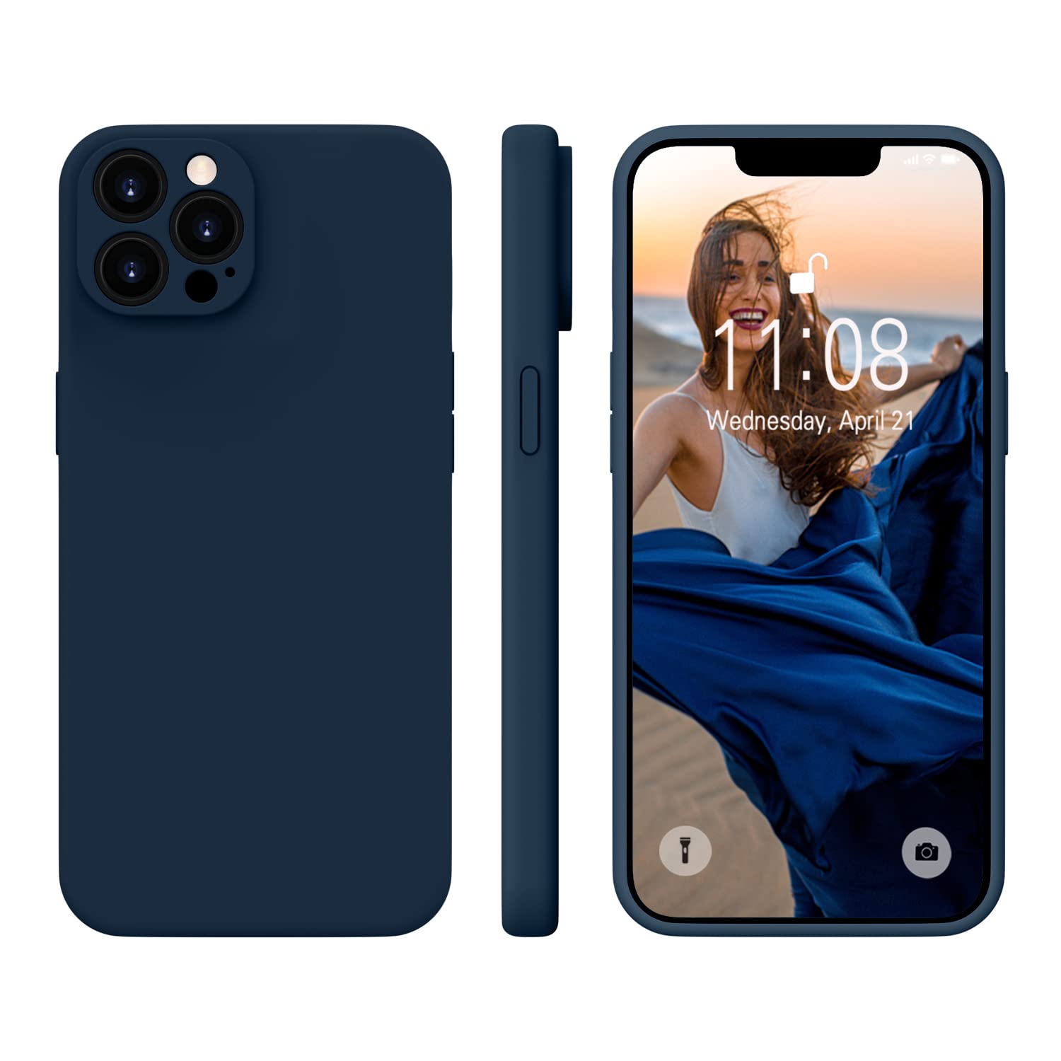 WXXiPhone 13 Pro Max Case Silicone Slim Cover 13 Pro Max Phone Case [Shockproof] [Anti-Scratch] [Anti-Drop] [Camera Protection] Designed for iPhone 13 Pro Max Case 6.7 inch - Dark Blue