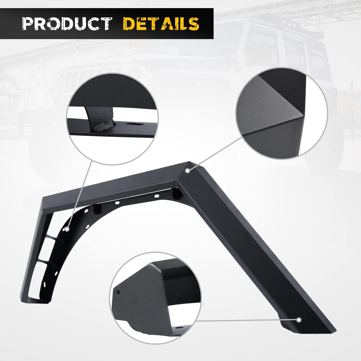 Rear Fender Flares Fit For Jeep 2018 2019 2020 2021 2022 2023 2024 2025 2026 Wrangler JL & JLU Unlimited, Steel Wheel Fender Flares Liner Matte Black, for 2 Door / 4 Door (Rear)