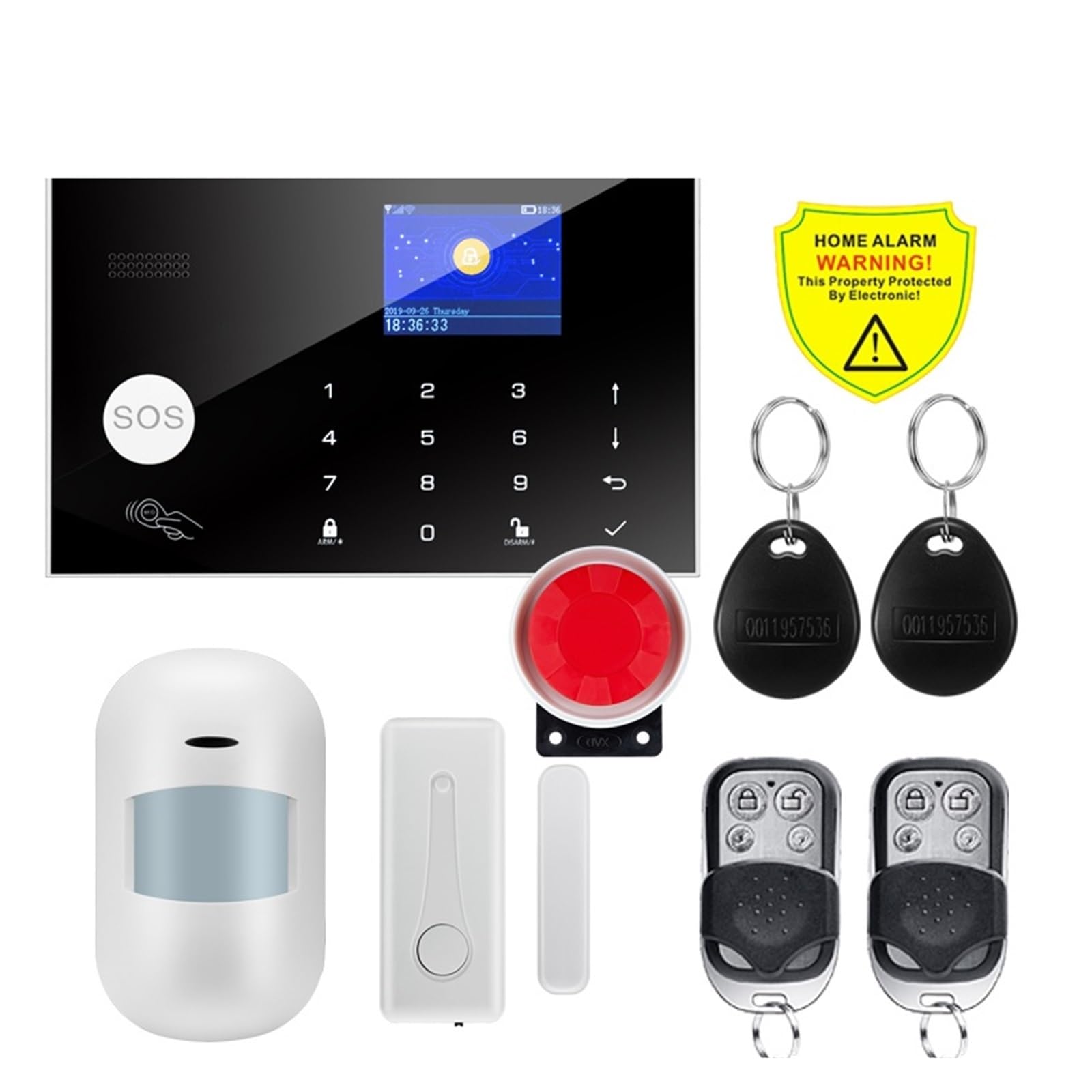 Système d'alarme Filaire sans Fil for la sécurité Anti-cambriolage de Maison Intelligente 433 MHz GSM Alarme App contrôle pour la Maison et Le Garage(W7B11)