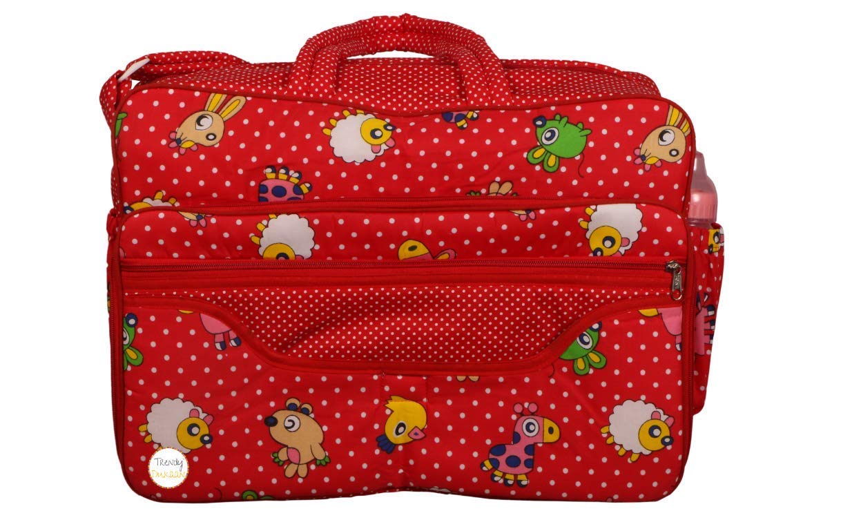 Wearilio Newborn Baby Multipurpose Polyester Diaper/Mother Bag with Holder Diaper Changing Multi Compartment (Colors and Design May Wary). (Pro Red)-image-14