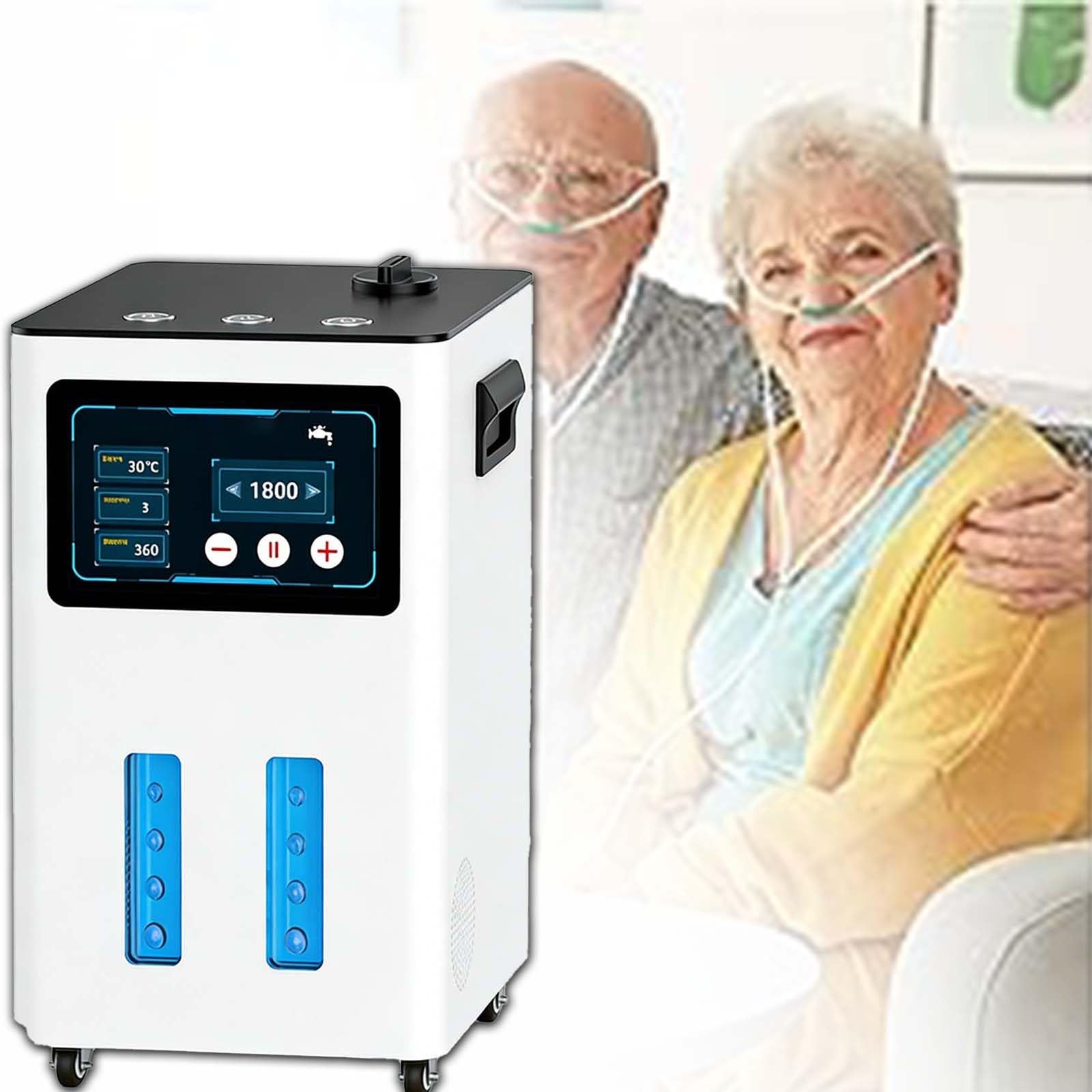 Wasserstoffinhalator Für Zuhause, Geräuschloses Inhalationsgerät, 99,99% Reiner Wasserstoff, 3-Liter-Tank, 900–4200 Ml/Min, Timer (0,5–6 Stunden), Rollen, Lindert Müdigkeit(White,900ml/min)