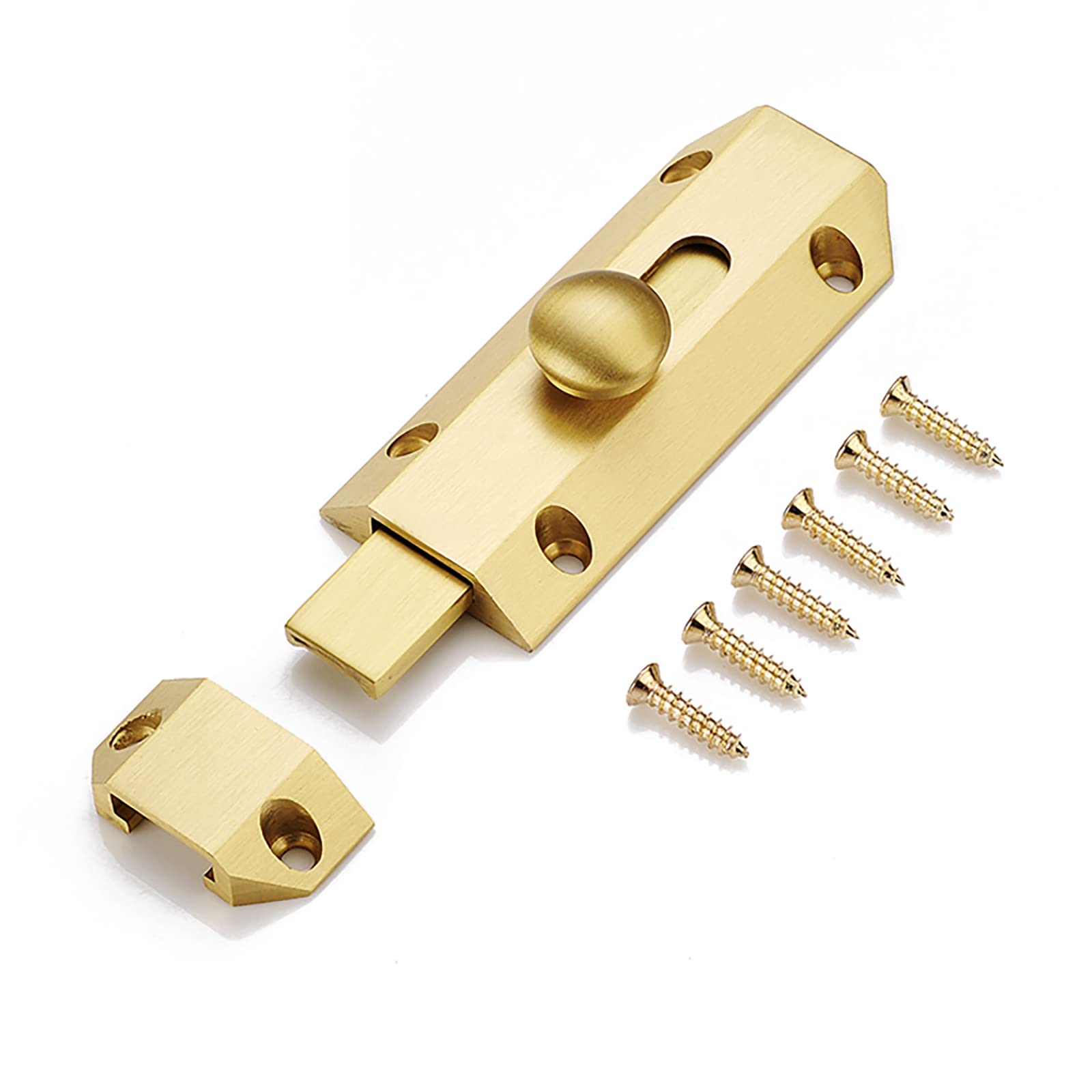 Cgjsefh Gold Door Latch, Slide Door Bolt Solid Pure Copper Lock Buckle Latch For Home Bedrooms Barns Fences Childproofing Cupboards Workshop(Gold)