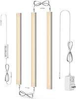 Vista 1 de ASOKO Luces LED regulables para debajo del gabinete, blanco cálido 3000 K, 3 piezas de 12 pulgadas conectables LED enchufe de iluminación