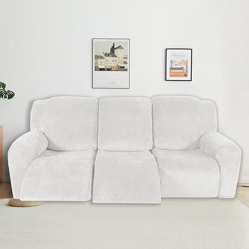 Miniatura 2 de vctops Funda de terciopelo de lujo para sofá reclinable de 8 piezas, funda elástica y suave para sofá de 3 cuerpos, funda antideslizante para sofá,