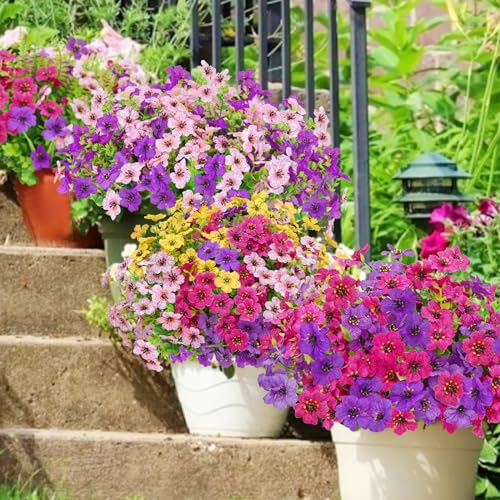Yastouay 12 Bundles Artificial Flowers for Outdoors Decoration UV Resistant