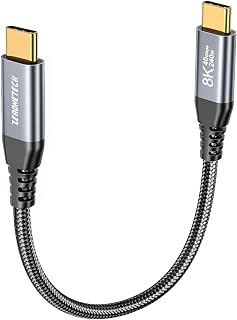 USB4 6인치 썬더볼트 4 케이블 1.5m(0.5피트), 40Gbps USB C to USB C 데이터 전송, 8K@60Hz/듀얼 4K@60Hz USB C 모니터 케이블, 240W 고속 충전, 아이폰, 17, 맥북, 아이패드, SSD용 짧은 USB C 케이블