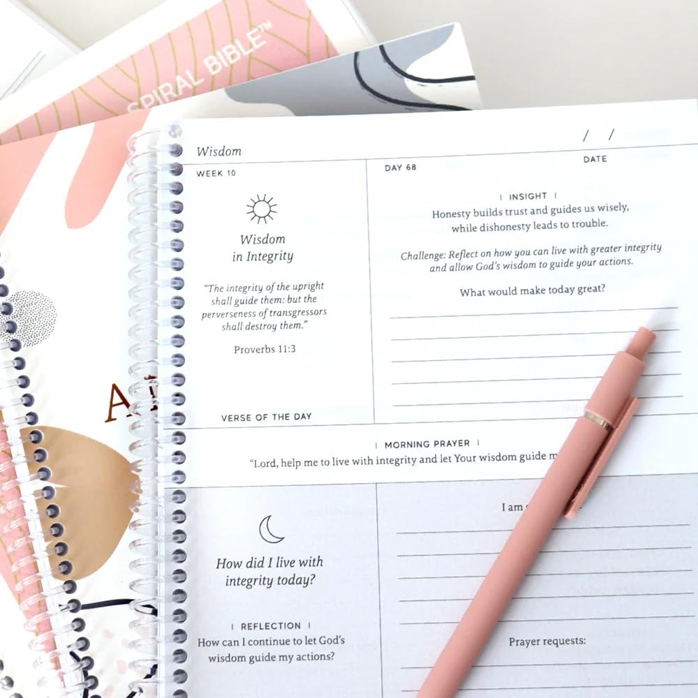 SPIRAL BIBLE® Anchored In His Word 90 Day Devotional | Christian Devotional for Women & Men | Daily Scripture, Reflection & Prayer Prompts | 8.5 x 11 Hardcover with Wide Margins for Journaling      Spiral-bound – Day to Day Calendar