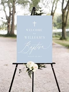 Generic Dusty Blue Modern Baptism Welcome Sign, 12''W x 18''L, Plastic, Full Size
