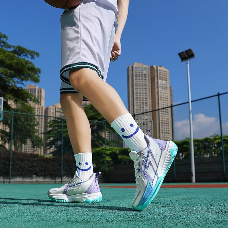 Girls Boys Basketball Shoes Youth Cushion Indoor Outdoor School Casual Comfortable Sport Non Slip Sneakers for Unisex-Child