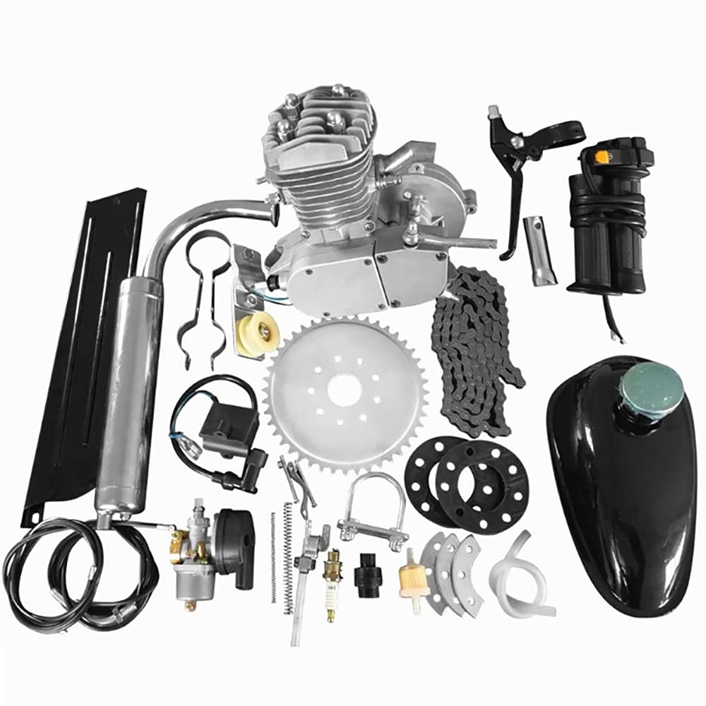 Kit de motor de bicicleta de 2 tiempos de 80 cc, juego de conversión de motor de bicicleta de bricolaje, motor de gasolina de un solo cilindro para bicicletas de 24 ", 26" y 28 "