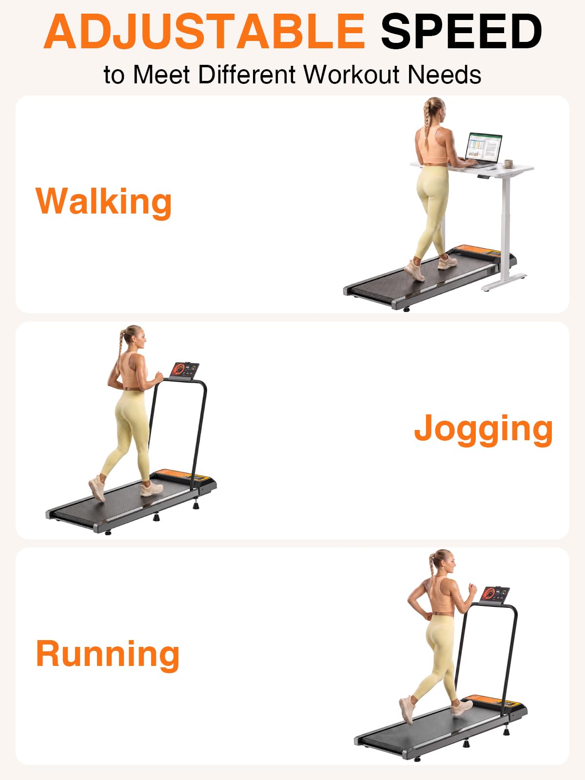 Under Desk Treadmill with Incline, Portable Walking Pad with Handlebar view 5
