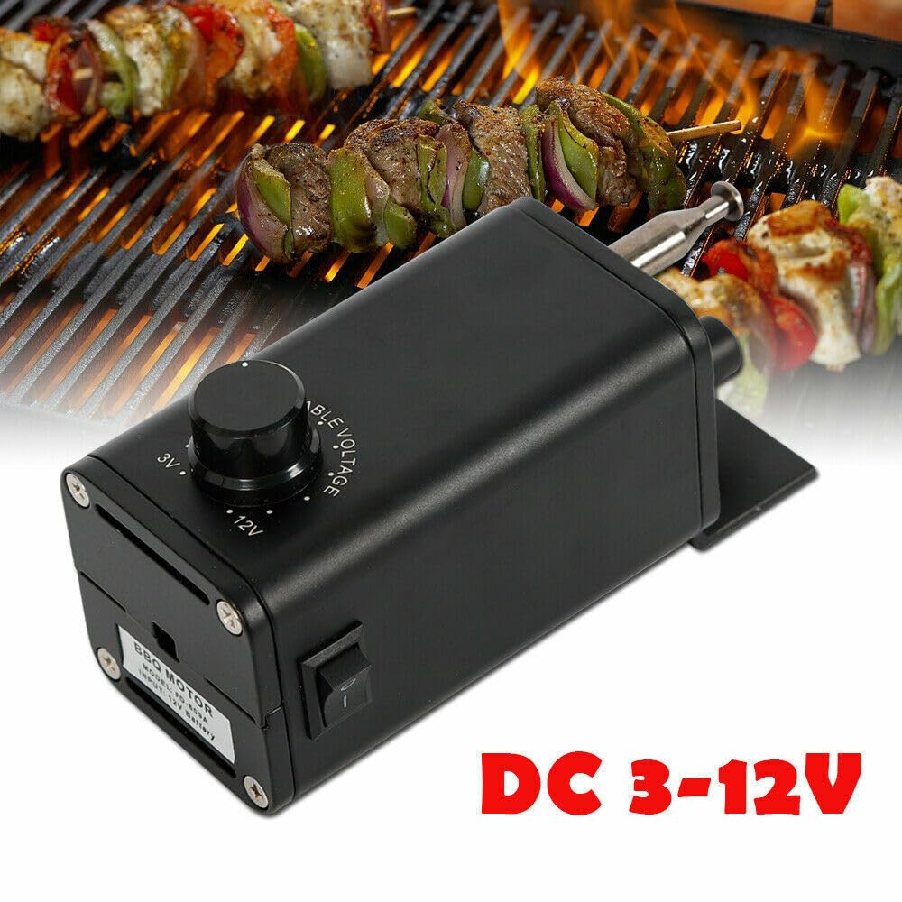 Elektrogrill Motor für BBQ Grill, 15W, 12V, Drehspieß, Tischgrill, Schwarz Metall