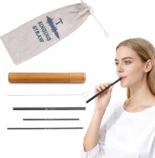 Adkoat® Singing Straw Vocal Training Set of 3: Titanium Straws for Improved Breath Control & Clarity & Range - Professional Vocal Training Gifts for Singer Speaker Coach | Cleaning Brush & Metal Case