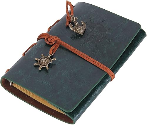 Vista 16 de Diario con tapas de cuero estilo retro, en blanco, con cuerda náutica, gris 7 pulgadas Gris,Negro -,Marrón,Rojo Marrón,Café,Azul oscuro,Verde