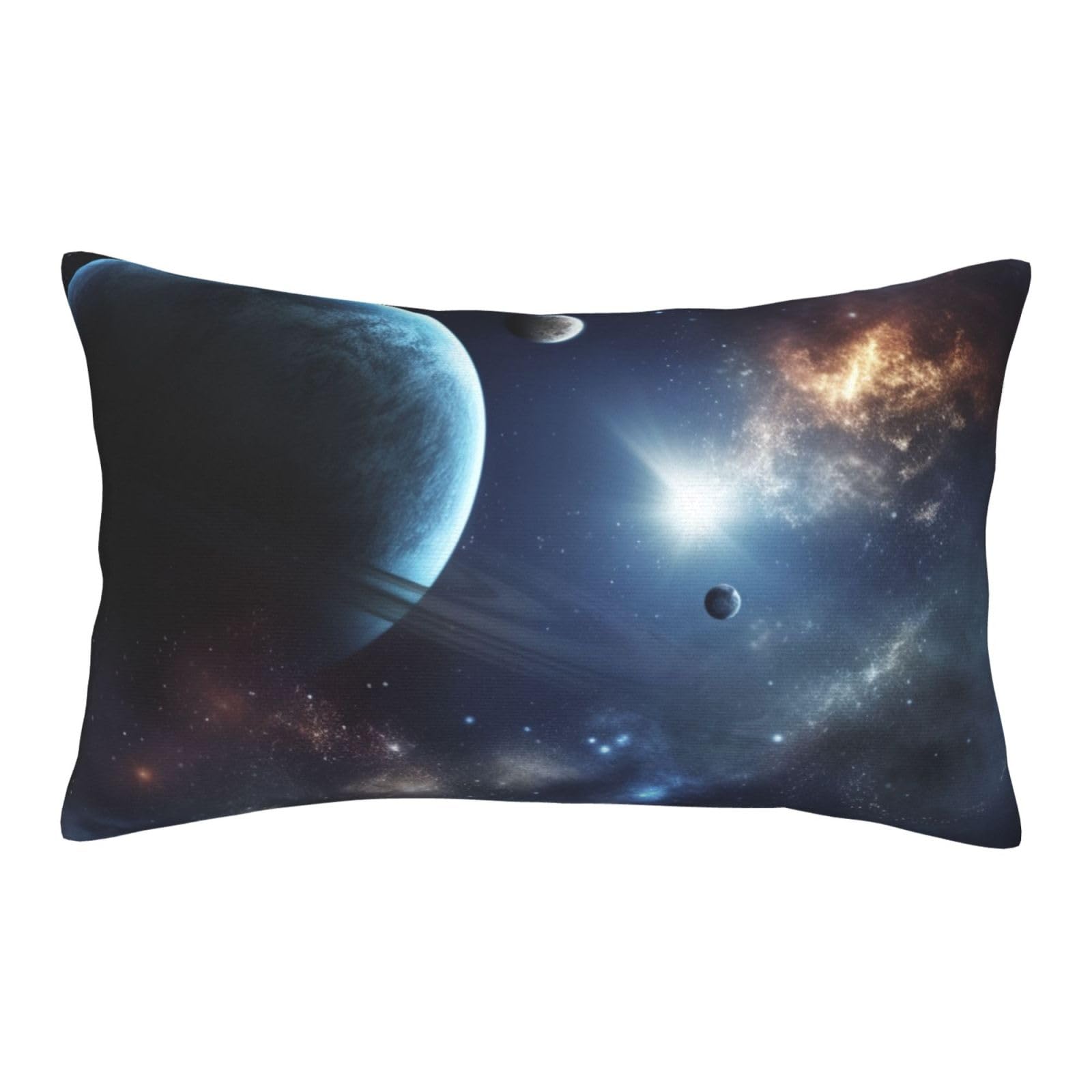 Velvet Pillowcases 16"x24" Ultra Soft Breathable Pillow Cases, Luxury Fuzzy Throw Pillow Covers with Zipper, Moon Stars and Planets Pillow Shams All Seasons Decorative Cushion Cases for Couch