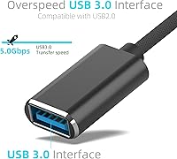 Vista 4 de Mini USB OTG Cable para Cámaras Digitales - USB A Hembra a Mini USB B Adaptador Macho de 5 pines Cable Trenzado