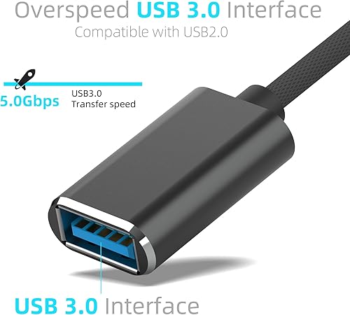 Miniatura 4 de Mini USB OTG Cable para Cámaras Digitales - USB A Hembra a Mini USB B Adaptador Macho de 5 pines Cable Trenzado