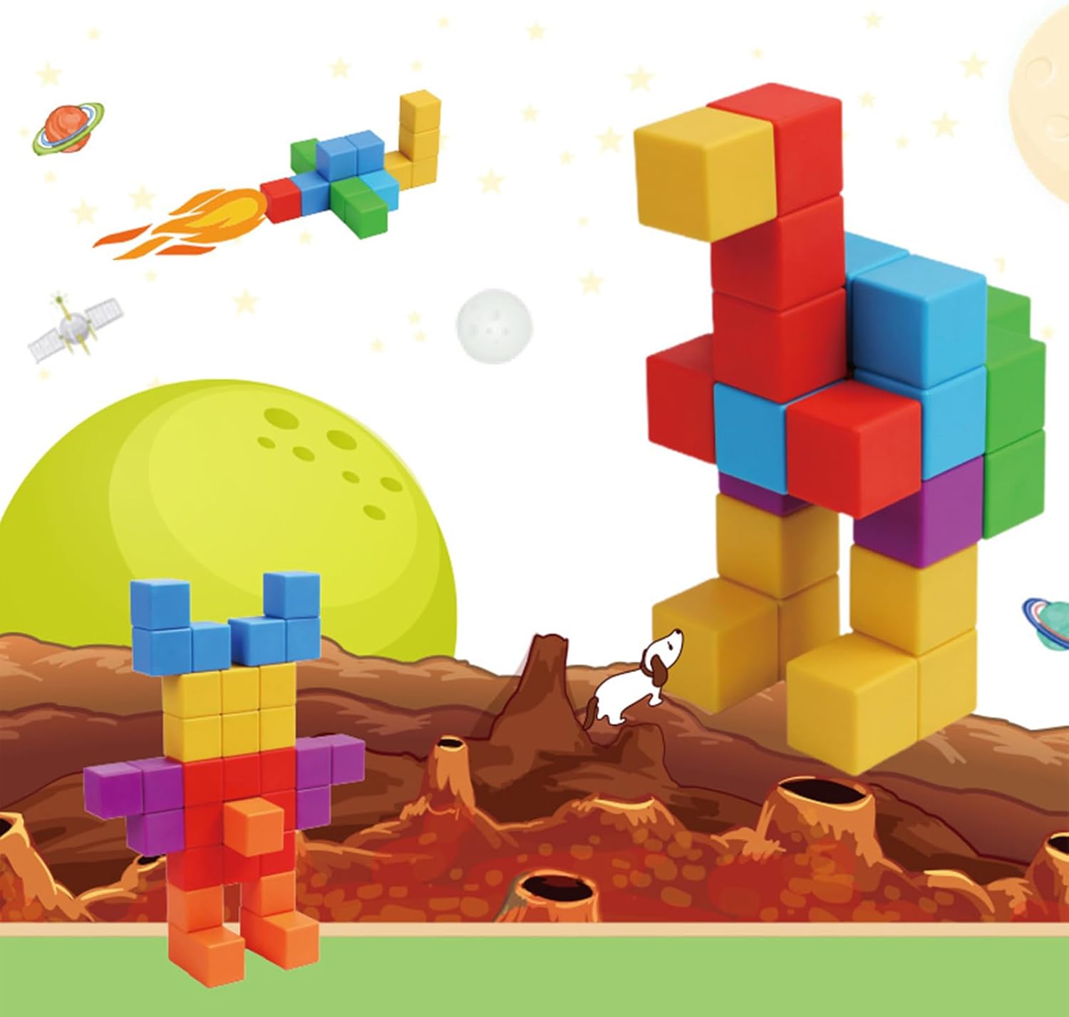 マグネット ブロック | 32ピース カラフル 教育 学習 知育 玩具,マグネット キューブ | 男の子 女の子 旅行 家庭 誕生日