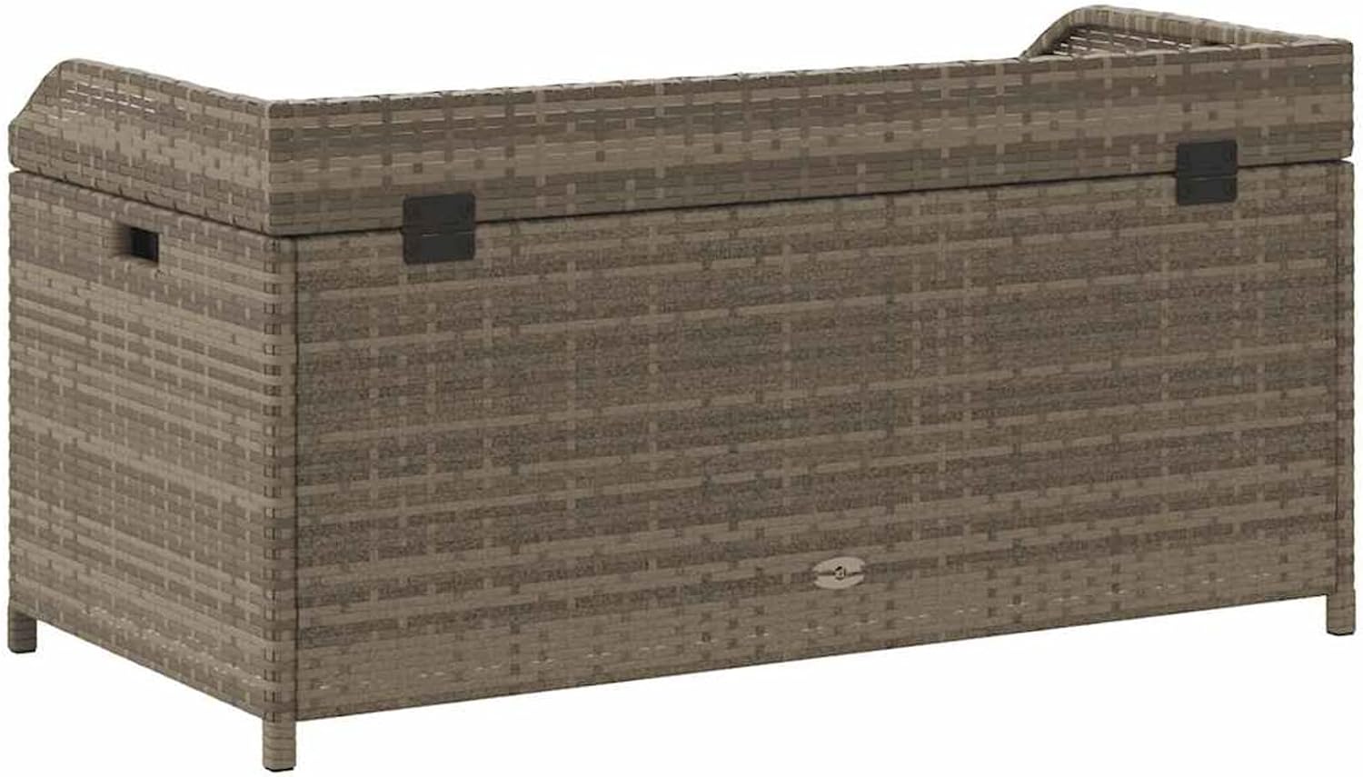 Gecheer Outdoor Storage Box, PE Rattan and Acacia Wood Bench with Water-Resistant Bag, UV Resistant, Gas Spring Lid, for Patio, Balcony, or Garden
