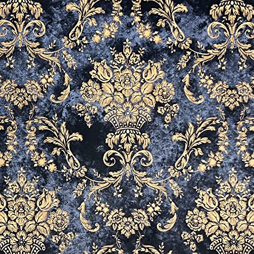 Luxurious Royal Blue Damask Velvet Fabric - Stylish Upholstery, Drapery, and Craft Project Material - 54" Width, Available by the Yard