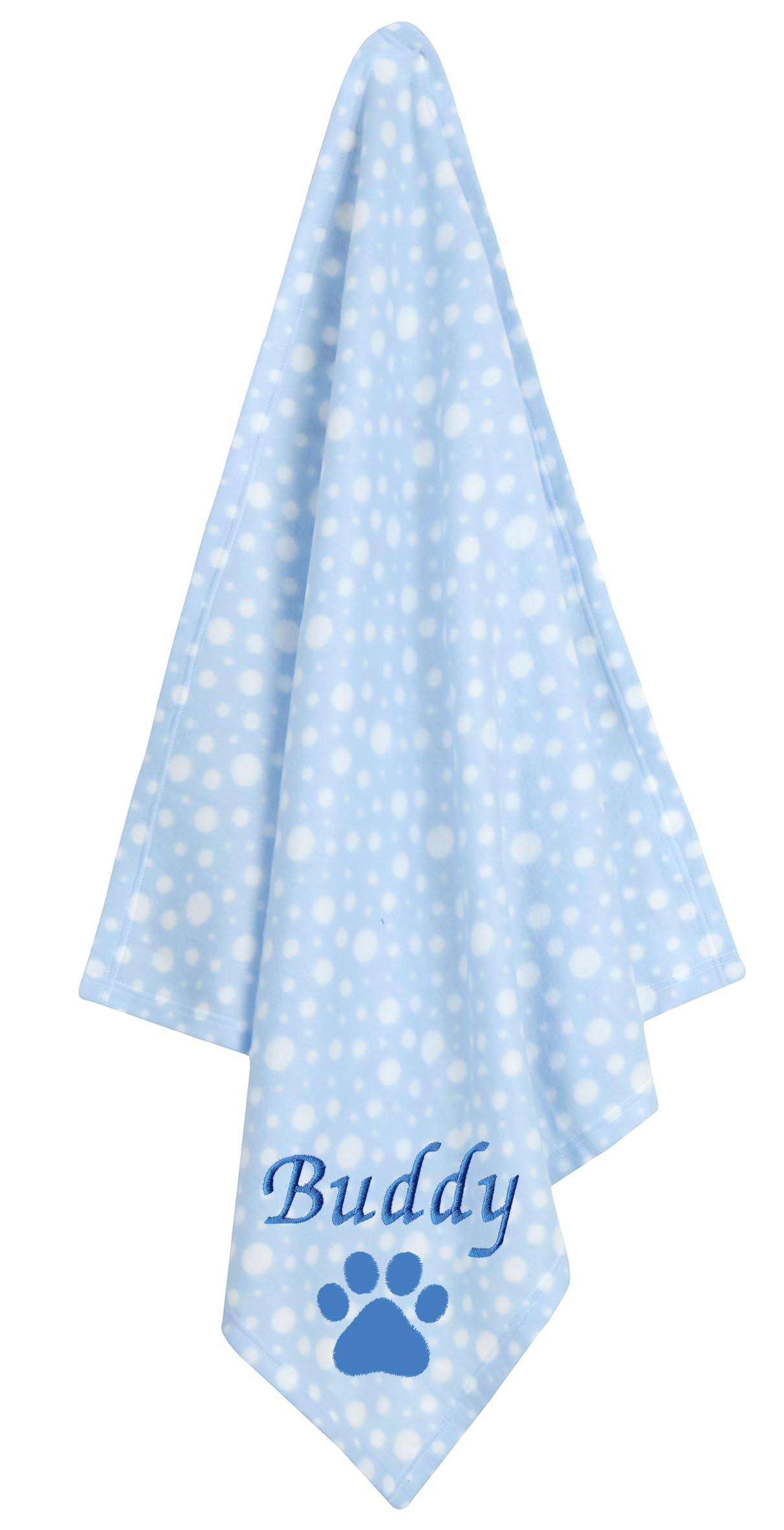 Jjlc Blue Spot - Paw Personalised Pet Dog Puppy Blanket Cat Kitten Bed Fleece (Blue Spot - Paw)